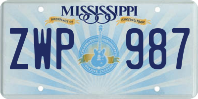 MS license plate ZWP987
