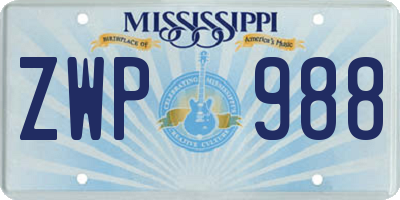 MS license plate ZWP988