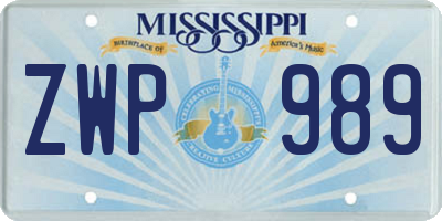 MS license plate ZWP989