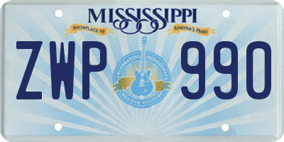 MS license plate ZWP990