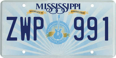 MS license plate ZWP991