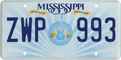 MS license plate ZWP993