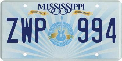 MS license plate ZWP994