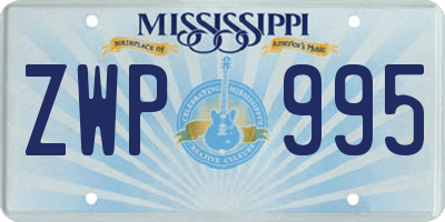 MS license plate ZWP995