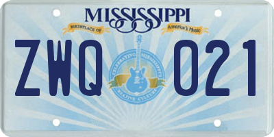 MS license plate ZWQ021