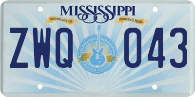 MS license plate ZWQ043