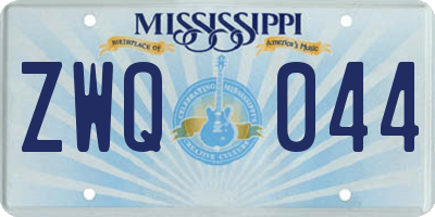 MS license plate ZWQ044