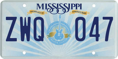 MS license plate ZWQ047
