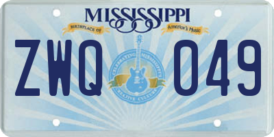 MS license plate ZWQ049