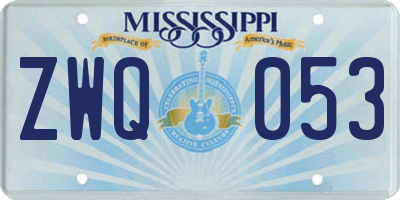 MS license plate ZWQ053