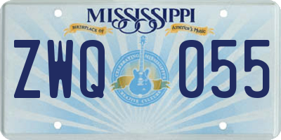 MS license plate ZWQ055