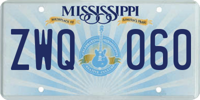 MS license plate ZWQ060