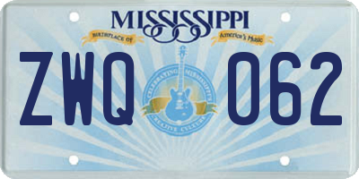 MS license plate ZWQ062