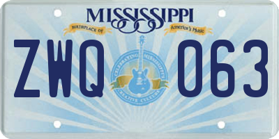 MS license plate ZWQ063