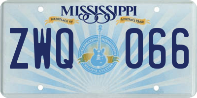 MS license plate ZWQ066