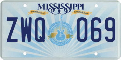 MS license plate ZWQ069