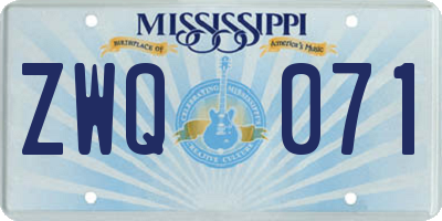 MS license plate ZWQ071