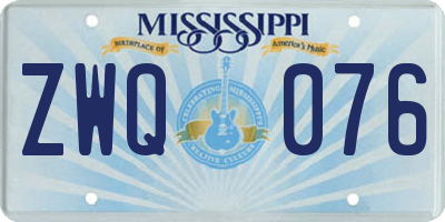 MS license plate ZWQ076
