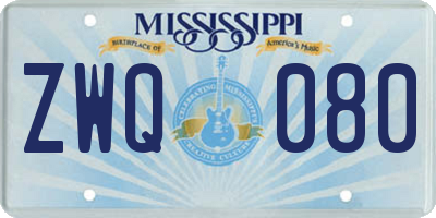 MS license plate ZWQ080