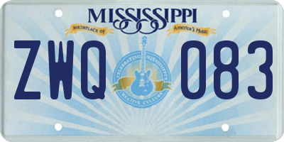 MS license plate ZWQ083