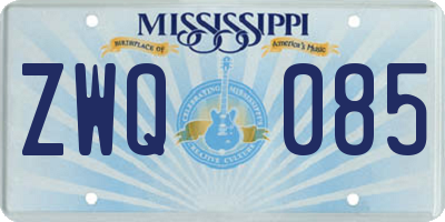 MS license plate ZWQ085