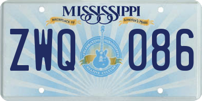 MS license plate ZWQ086