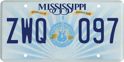 MS license plate ZWQ097