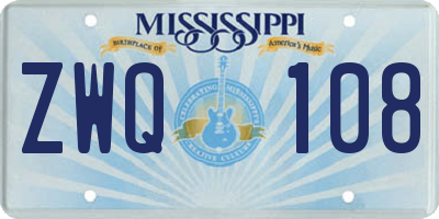MS license plate ZWQ108