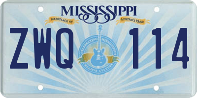 MS license plate ZWQ114