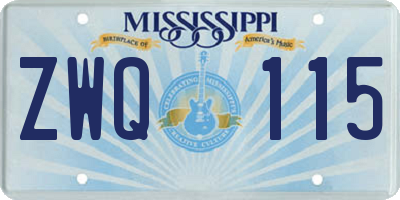 MS license plate ZWQ115