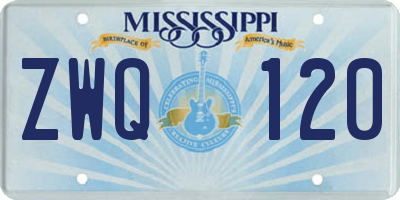 MS license plate ZWQ120