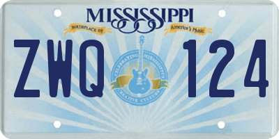 MS license plate ZWQ124