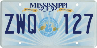 MS license plate ZWQ127