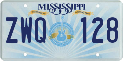 MS license plate ZWQ128