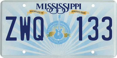 MS license plate ZWQ133