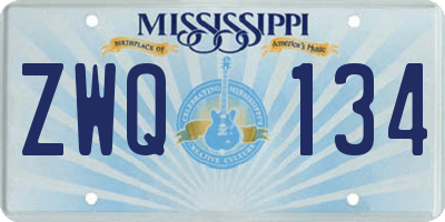 MS license plate ZWQ134