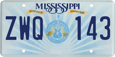 MS license plate ZWQ143