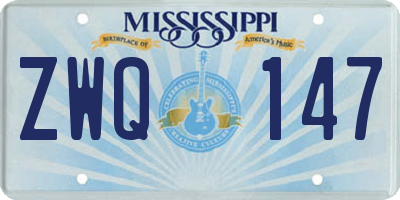 MS license plate ZWQ147