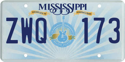MS license plate ZWQ173