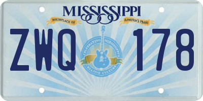 MS license plate ZWQ178