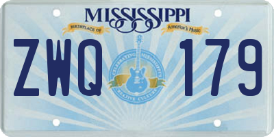 MS license plate ZWQ179