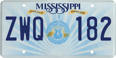 MS license plate ZWQ182