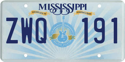 MS license plate ZWQ191