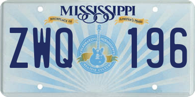 MS license plate ZWQ196