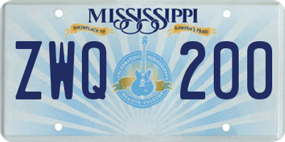 MS license plate ZWQ200