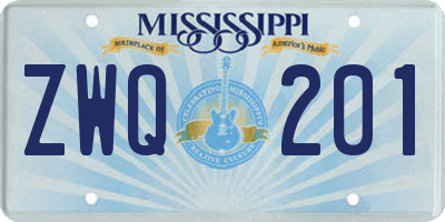 MS license plate ZWQ201
