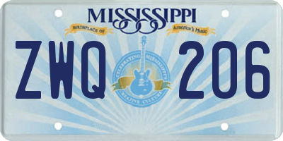 MS license plate ZWQ206