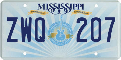 MS license plate ZWQ207