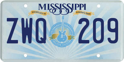 MS license plate ZWQ209