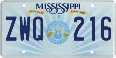 MS license plate ZWQ216
